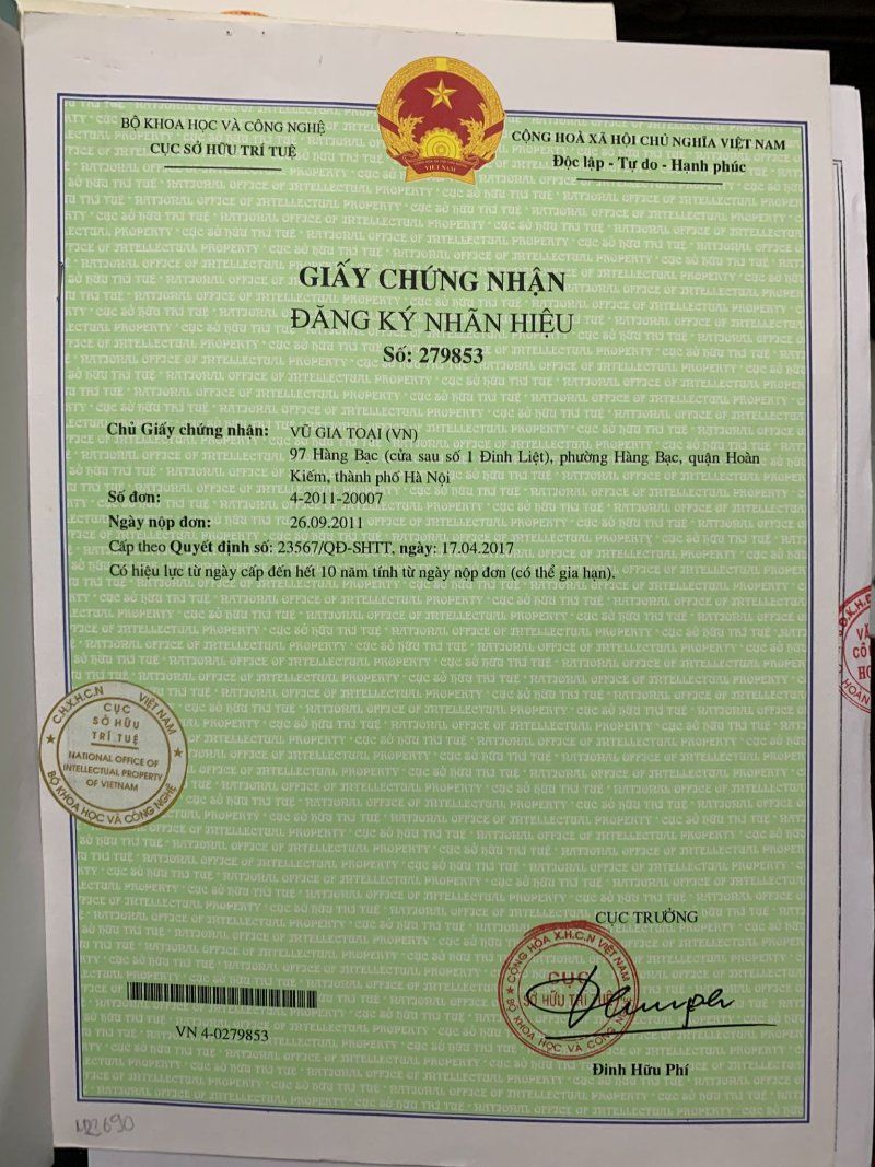 Thuốc Cam Hàng Bạc “Con Hươu” hiệu Nhân An Đường 54 giay chung nhan nhan hieu thuoc cam nhan an duong